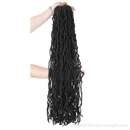 Black 36inch Long Goddess Braiding Dreadlocks Hair For Black Women Nu Locs Crochet Braid Hair Synthetic Faux Locs Extensions
